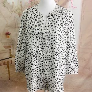 NEW Karl Largerfed Star Print Button Down Blouse